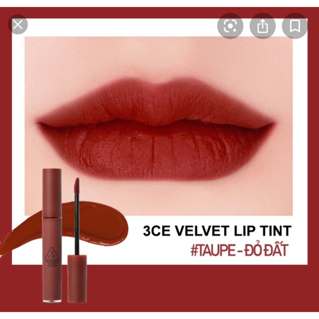 [ PASS ] Son 3CE Velvet lip tint Auth màu Taupe