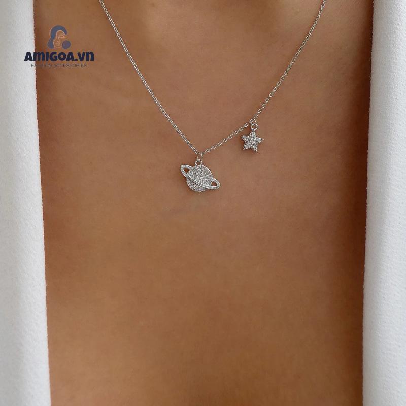 Vòng cổ Mặt Thiết Kế Ngôi Sao Mặt Trăng Thời Trang Dành Cho Nữ