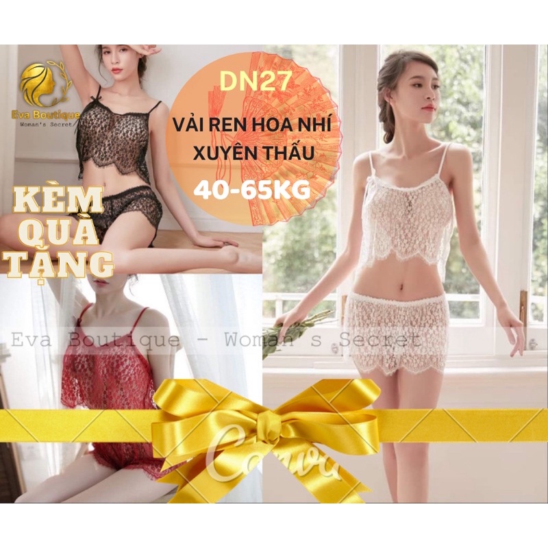 _DN27_Bộ Ngủ 2 Dây Ren Hoa Nhí [EvaBoutique]