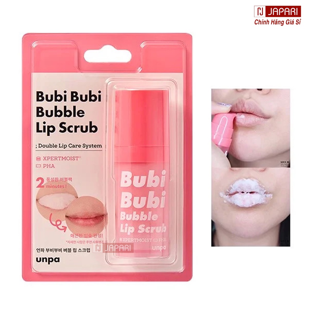 Tẩy Tế Bào Chết Môi Bubi Bubi Lip Scrub CHÍNH HÃNG - Tẩy Da Chết Môi Bubi Bubi Lip Hàn Quốc - Dưỡng Môi Sủi Bọt JAPARI