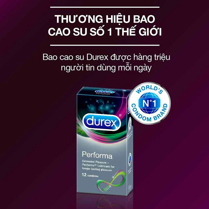 [Combo] ️🎉 Bao cao su Durex Performa Chống Xuất Tinh Sớm (Hộp 12 Bao) ️🎉 Gel Bôi Trơn  Durex KY Jelly 50g