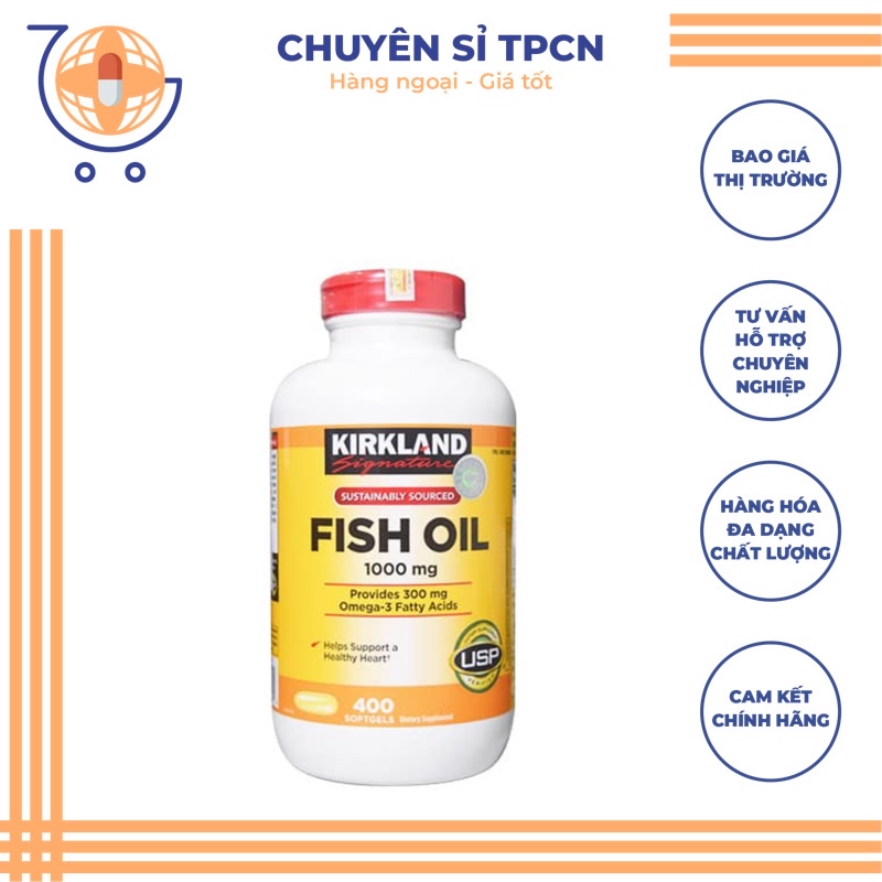 💥GIÁ TỐT💥 Dầu cá Kirkland Signature Omega-3 Fish oil 400 Viên - Mỹ