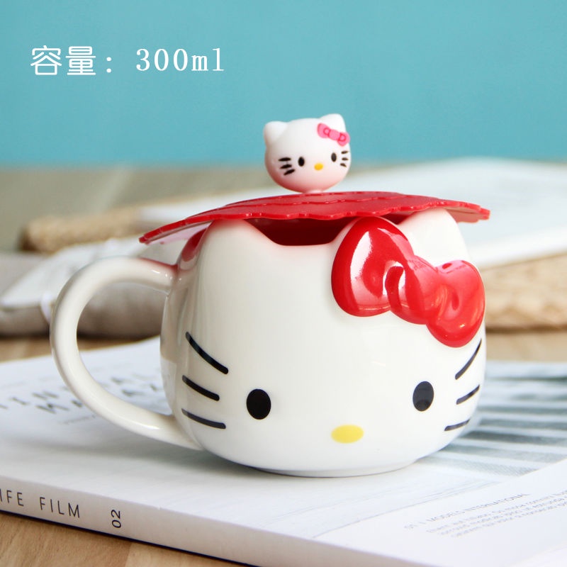 ✨Cốc Sứ Uống Cà Phê Hình Mèo Máy Doraemon Có Nắp Đậy Và Muỗng