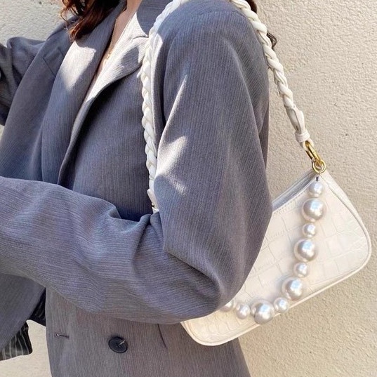 Túi Kẹp Nách Linh Store Túi Đeo Vai 2 Quai Xích Với Quai Ngọc Sang Chảnh Phong Cách Hàn Quốc