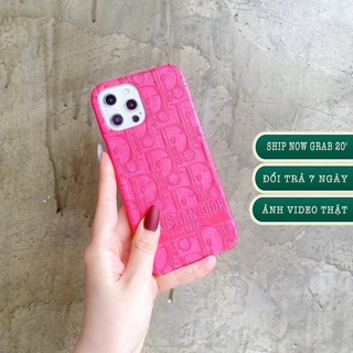 Ốp iphone Dior hoạ tiết hồng đậm