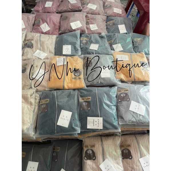 Áo Khoác Nữ Thun Gân Thêu Hình Gấu Hàng Mới