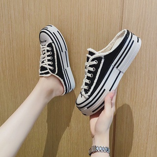 Giầy sục convot rách đế cao đen nữ