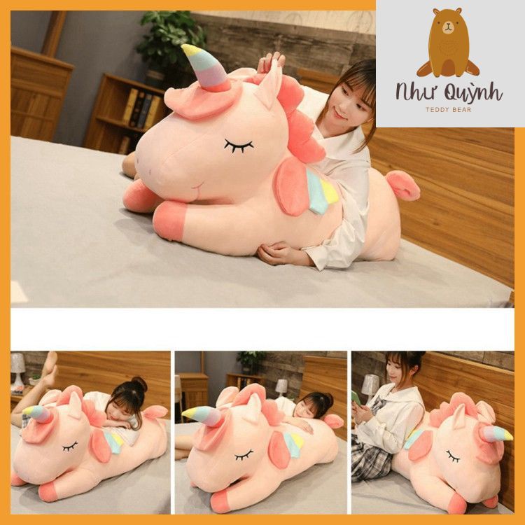 Gấu bông- Thú bông ngựa Pony 1 sừng - kỳ lân , chất liệu vải co giãn 4 chiều Kích thước 90CM 1M1 1M2