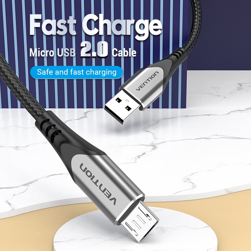 Sạc nhanh Vention 2A Micro USB Dây ruyền dữ liệu bện nylon dành cho Android