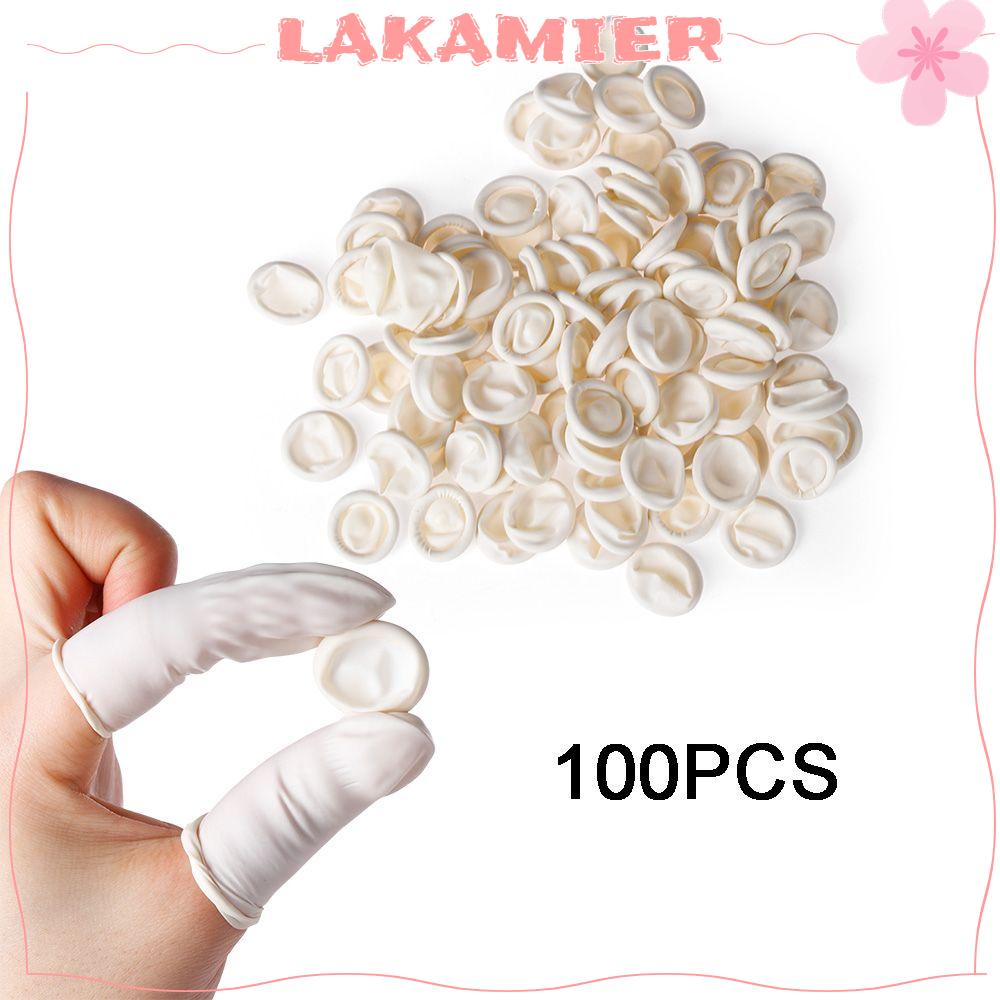 LAKAMIER [Ready Stock] 100Pcs Non-slip Finger Cots Disposable Rubber Gloves Natural Latex Fingertip Protective Nail Art Tool