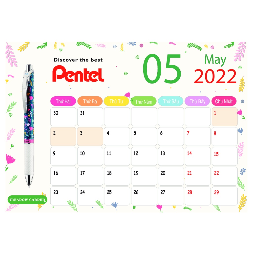 Lịch Để Bàn 2022 Mini Pentel | Thiết Kế Dễ Thương Xinh Xắn