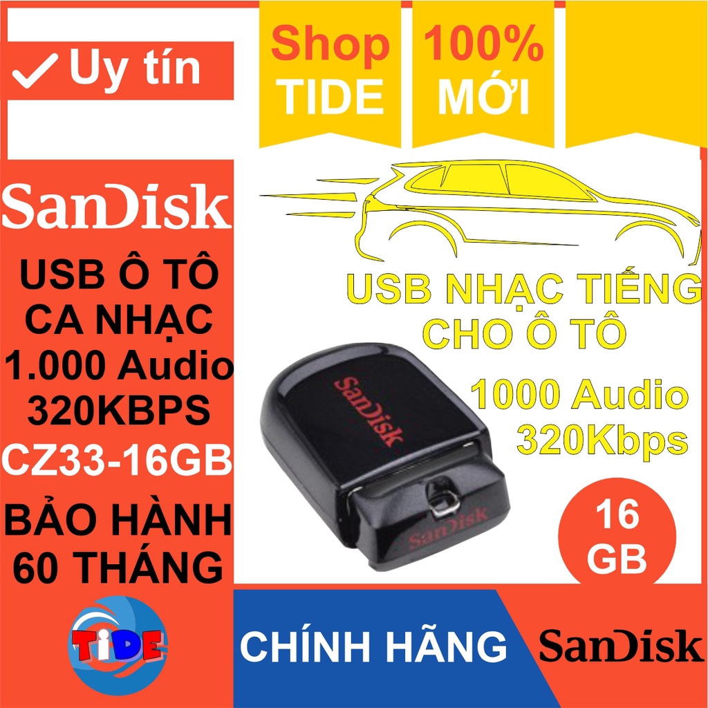 USB ca nhạc 16GB (Nhạc Audio chất lượng 320Kbps) dùng cho xe hơi – USB ô tô, loa kéo, loa bluetooth và thiết bị khác