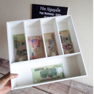 khay chia tiền thu ngân màu trắng tiện dụng, khay đựng mỹ phẩm cá nhân.