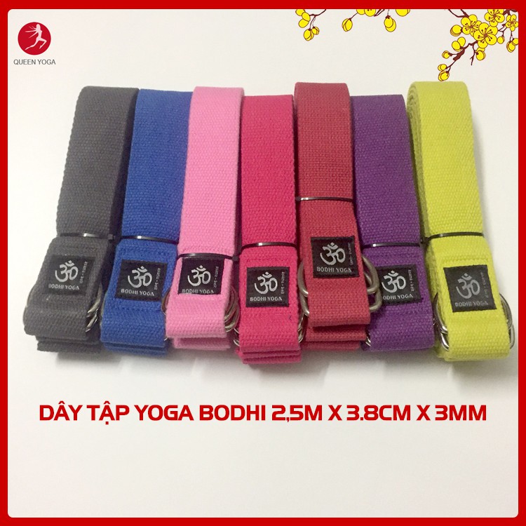 Dây tập Yoga cao cấp BODHI 2,5m x 3,8cm x 3mm 100% Cotton - Yoga Asana Belt D-RING