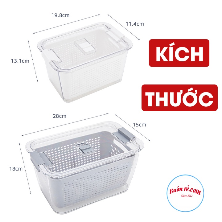 Hộp đựng thực phẩm tủ lạnh 2 lớp Hokori – Hộp bảo quản thức ăn có lỗ thoát nước Việt Nhật (MS 6588 - 6589)