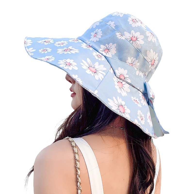 Nón Tai Bèo Họa Tiết Hoa Xinh Xắn Thời Trang Đi Biển Cho Nữ