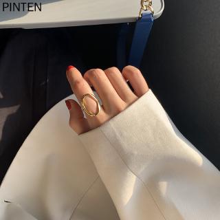 Hình Học Hình Bầu Dục Nhẫn Thiết Kế Rỗng Nhẫn Mở Thời Trang Nữ