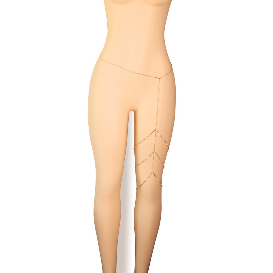 Dây xích đeo đùi nhiều vòng đính kim cương giả phong cách quyến rũ cho phụ nữ