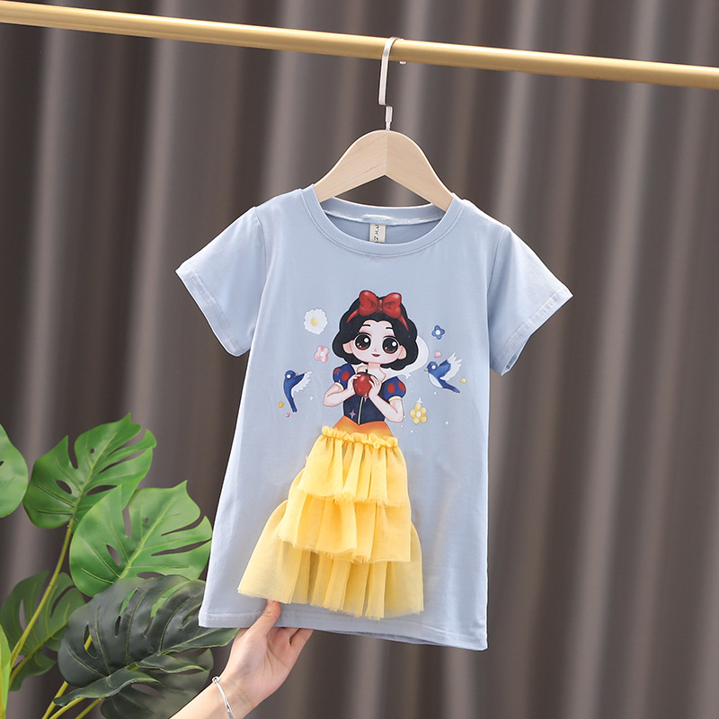 Đầm thun in hình công chúa thích hợp cho bé gái (2-6 tuổi)