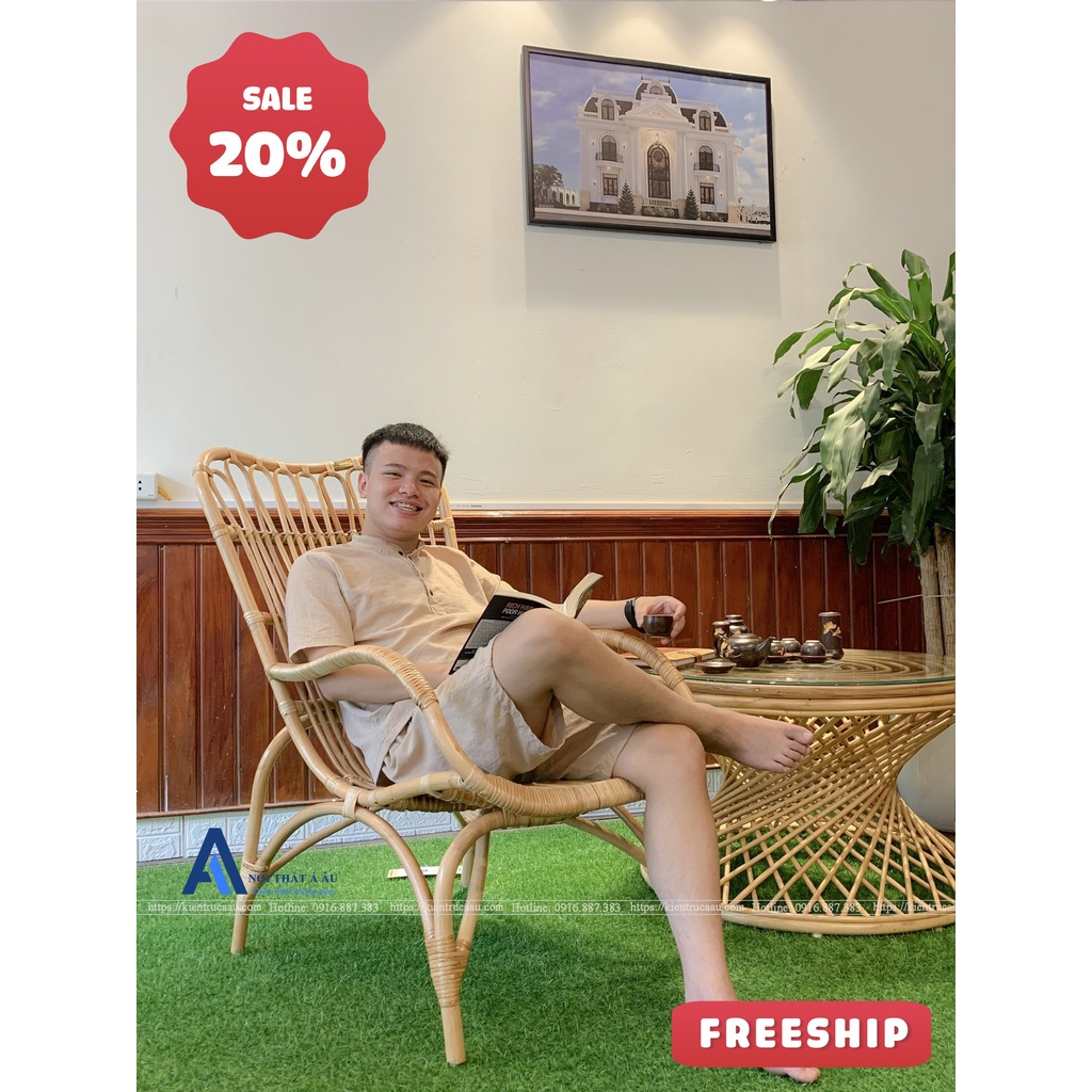 [FREESHIP – XẢ HÀNG]  GHẾ THƯ GIÃN MÂY LƯNG NGẢ ARMCHARI "CAM KẾT MÂY 100%"  trang trí quán cafe, phòng khách, ban công,