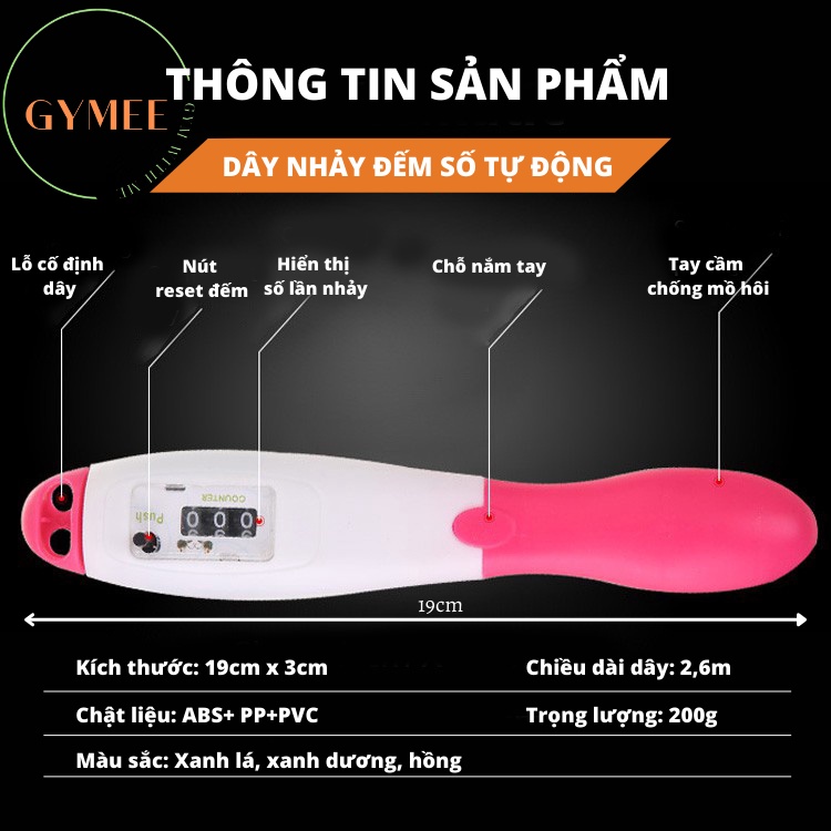 Dây Nhảy Đếm Vòng Tự Động Dây Nhảy Đếm Số Tập Luyện Thể Lực Tại Nhà Có Tay Cầm Chống Trượt Tiện Lợi Siêu Bền Đẹp