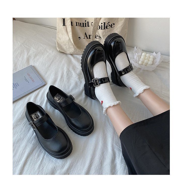 Giày Oxford Nữ Mũi Tròn Đế Cao 5cm Phong Cách Lolita Nữ Sinh Nhật Bản - GD011