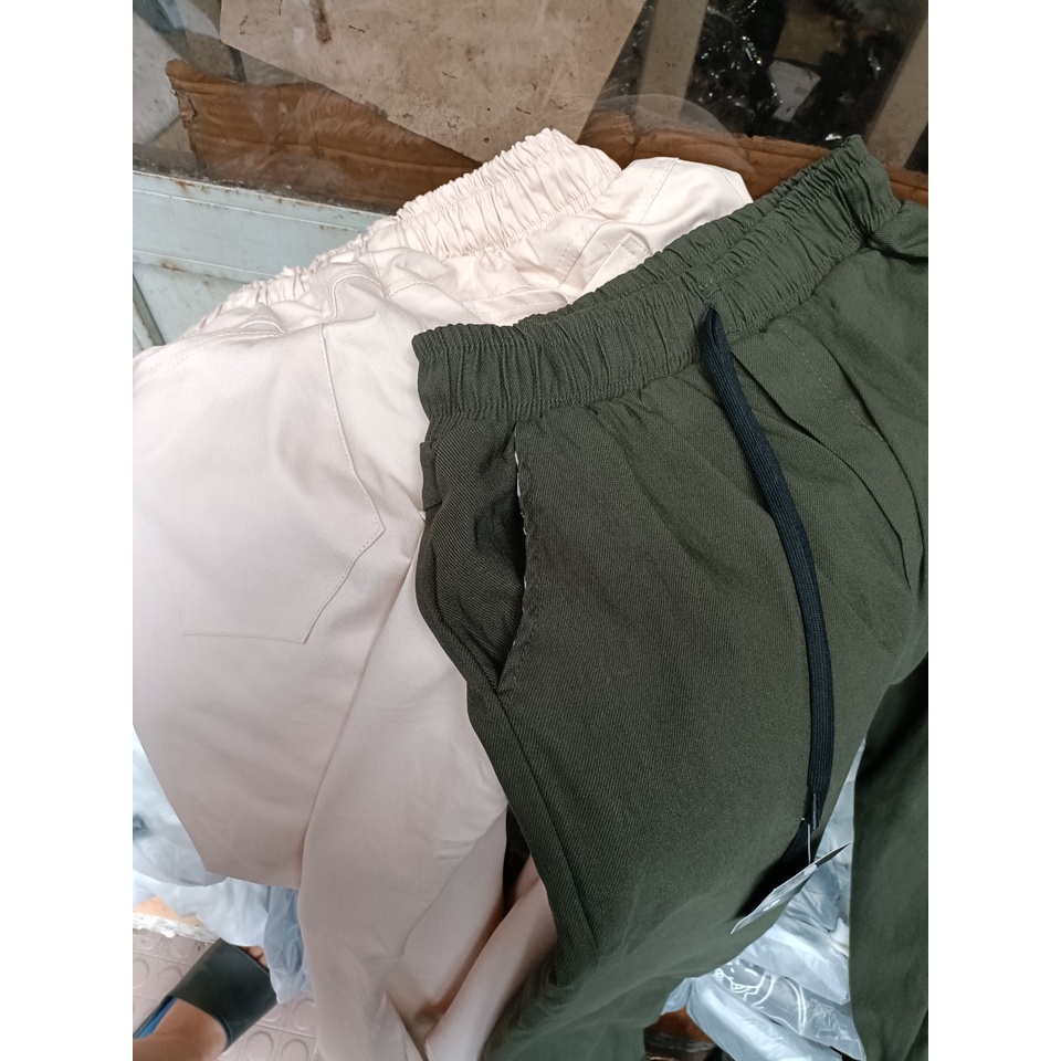 Quần Ống Suông Cạp Chun, Quân Baggy Kaki Ống Rộng Nam Nữ Màu Đen Xám Kem Ulzzang H0
