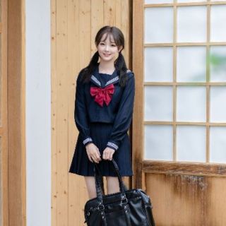 [CÓ SẴN] Đồng phục học sinh Nhật Bản Hàn Quốc áo thủy thủ áo hải quân seifuku dài tay xanh than ba viền trắng