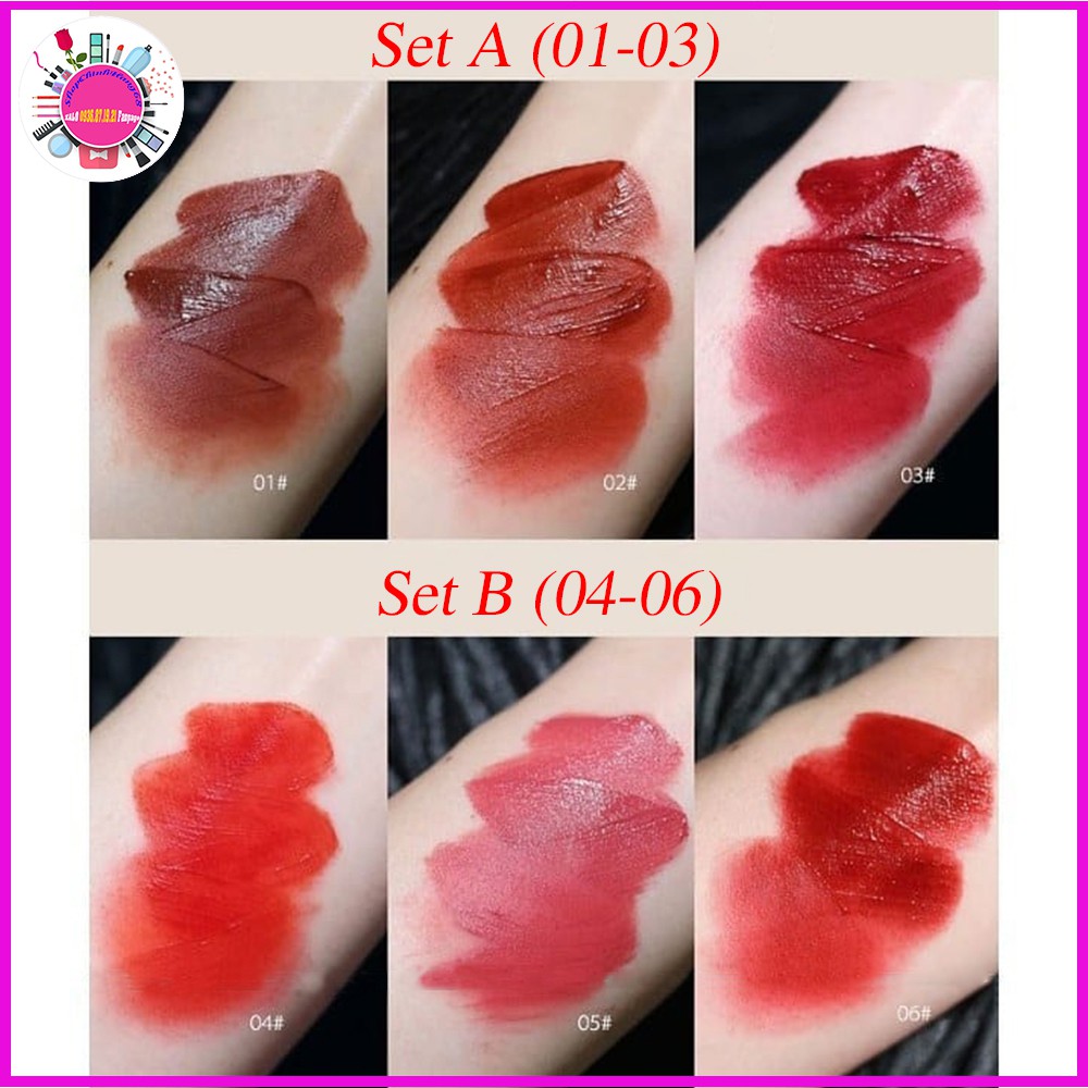 Son Kem Lì HERORANGE Siêu Xinh Mềm - Mịn Mượt - Lâu Trôi - An Toàn Fluffy Lip Glaze SET 3 Cây - Set A & B - Hàng AUTH