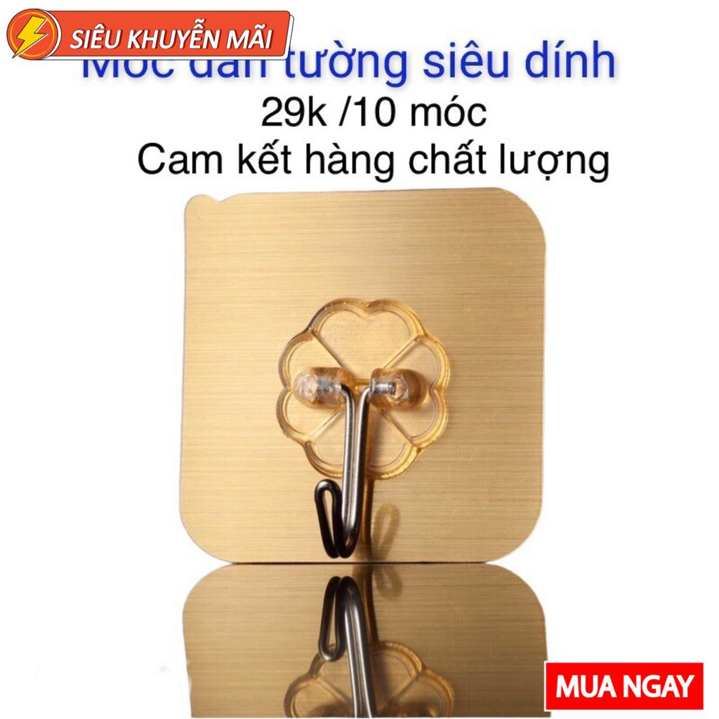 BỘ 10 MÓC DÁN TƯỜNG MÀU ĐỒNG SIÊU CHỊU LỰC CAO CẤP