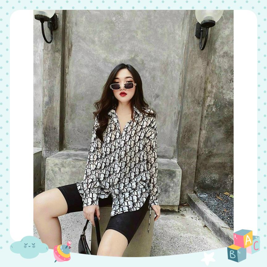 set áo sơ mi chữ d toàn áo tay dài kèm quần thun mềm ôm dáng ls