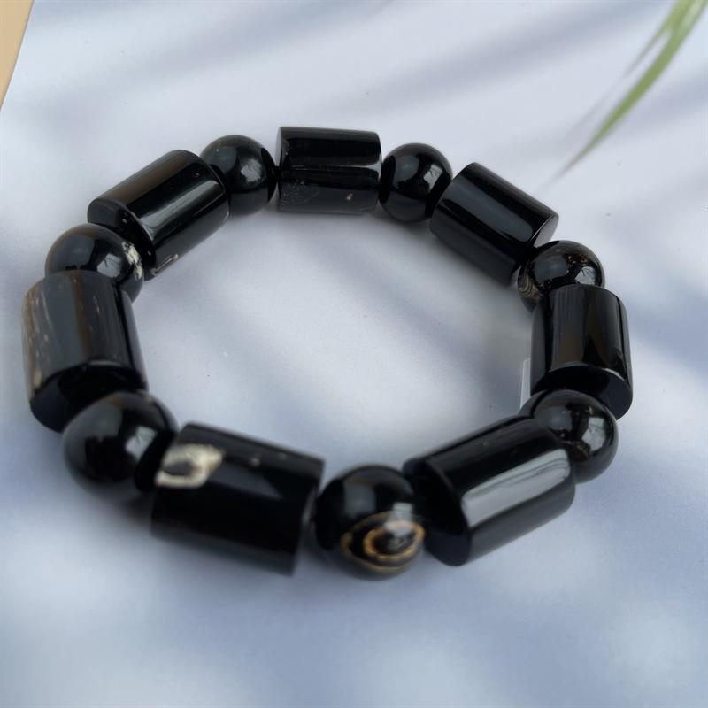 Vòng Tay San Hô Đen kiểu Đốt Trúc Cao Cấp  - Lách tay Nam đá San Hô phong thủy CNC VĂN BÉ