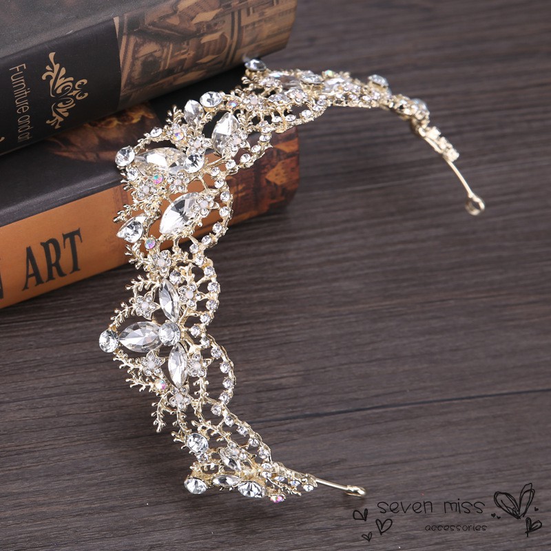 Vương miện đính đá giả phong cách vintage thời trang cho nữ