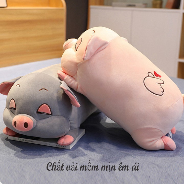 ( SIÊU CUTE) Gối ôm hình Heo đáng yêu 3in1 vừa gối, mềm, gối ôm vải nhung mềm mịn kích cỡ 55cm