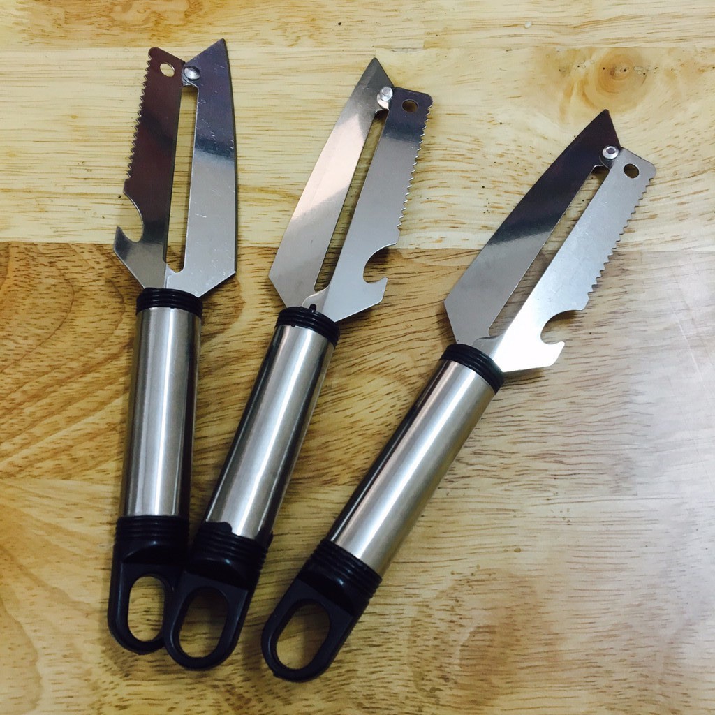 Dao bào 2 lưỡi bằng inox đa năng nạo, bào, thái lát có móc treo - Dao nạo gọt rau củ quả 2 lưỡi bằng inox