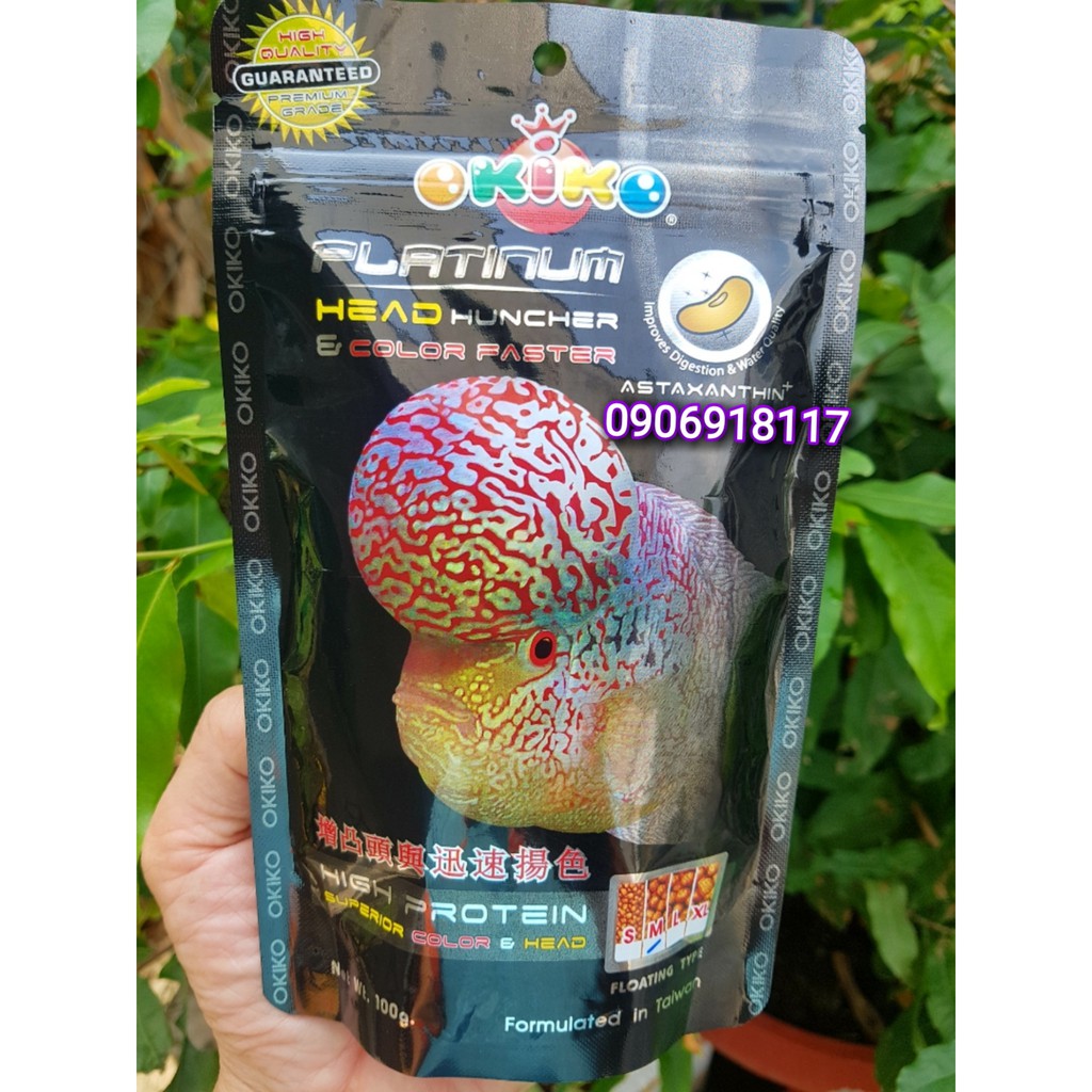 Thức Ăn Cá La Hán Lên Đầu Tăng Màu Sáng Châu, OKIKO Cám Viên Cho Cá La Hán. Hàng Chính Hãng