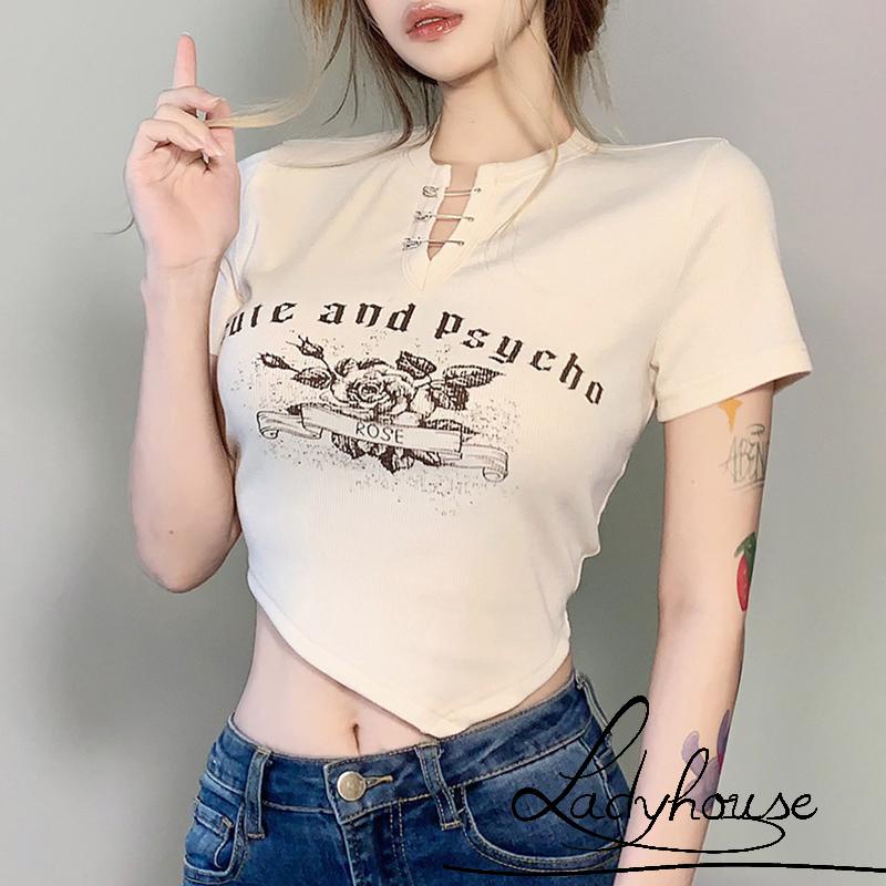 Áo Thun Tay Ngắn In Họa Tiết Phong Cách Cổ Điển Thời Trang Mùa Hè Cho Nữ