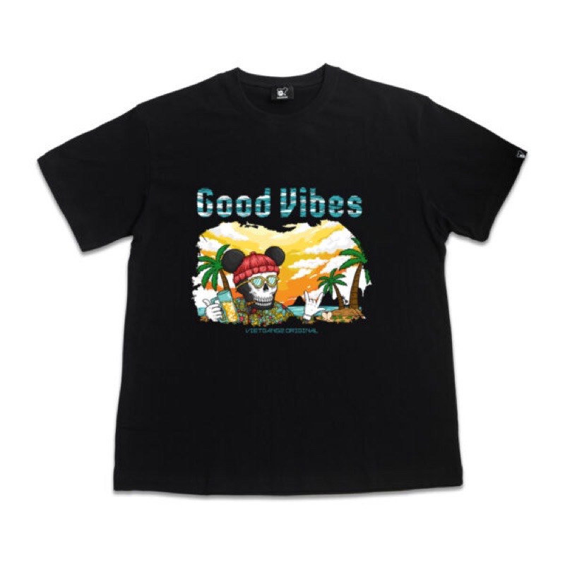 Áo Thun T-shirt Vietgangz Mẫu Good Vibes 100% Cotton Thêu Chi Tiết , Thấm Hút Mồ Hôi CỰC TỐT