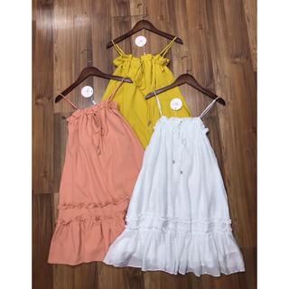 Đầm Voan Hai Dây Phối Bèo Kiểu Đuôi Cá Kết Hợp Dây Thắc Nơ Ngực Siu Dễ Thương TTS0699