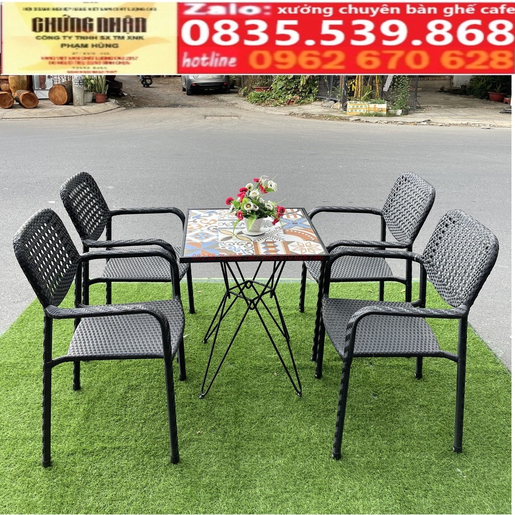Bàn ghế cafe bàn ghế mây nhựa ngoài trời