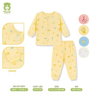 Bộ Quần Áo Cho Bé MIPBI - CAO CẤP, 100% COTTON Mềm Mại, Kháng Khuẩn Cho Bé(Bộ MIPBI Cài Khuy Thẳng In Hình)(21CB.2)