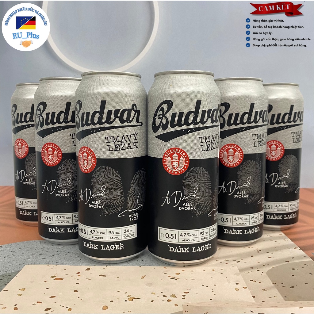 Lẻ Bia Budweiser Budvar Dark 4,7% Tiệp – 24 lon 500ml - bia đen