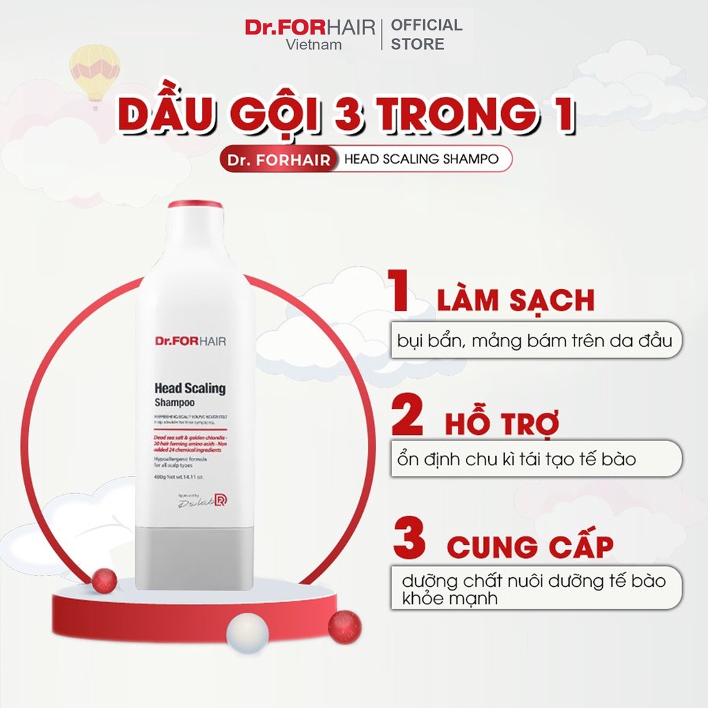 Dầu gội dưỡng tóc, nuôi dưỡng da đầu, giảm rụng tóc, cải thiện tóc bạc sớm Dr. FORHAIR Head Scaling Shampoo 3 in 1 100g