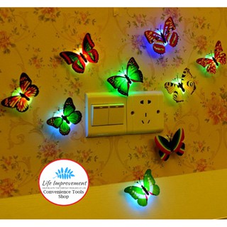 2 miếng dán trang trí hình bướm 3D - Có đèn cực lãng mạn