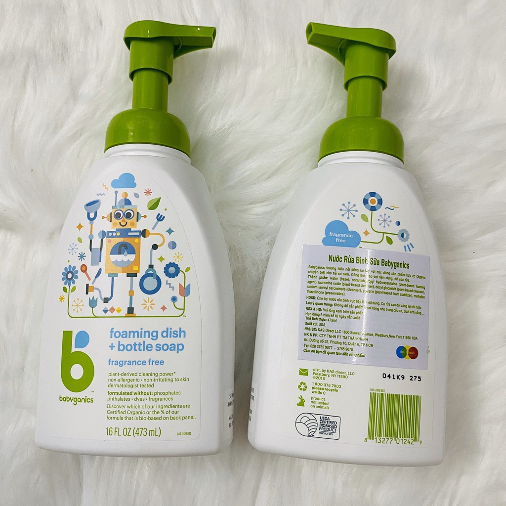 Nước rửa bình sữa Babyganics Chai refill 473ml
