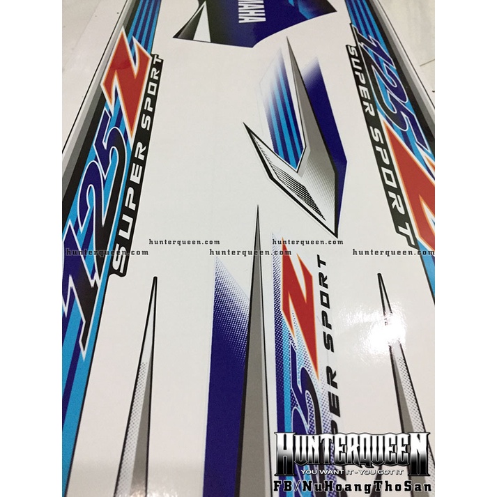 Tem rời YaZ 125 đen trắng xanh. Decal cao cấp chống nước, không bay màu