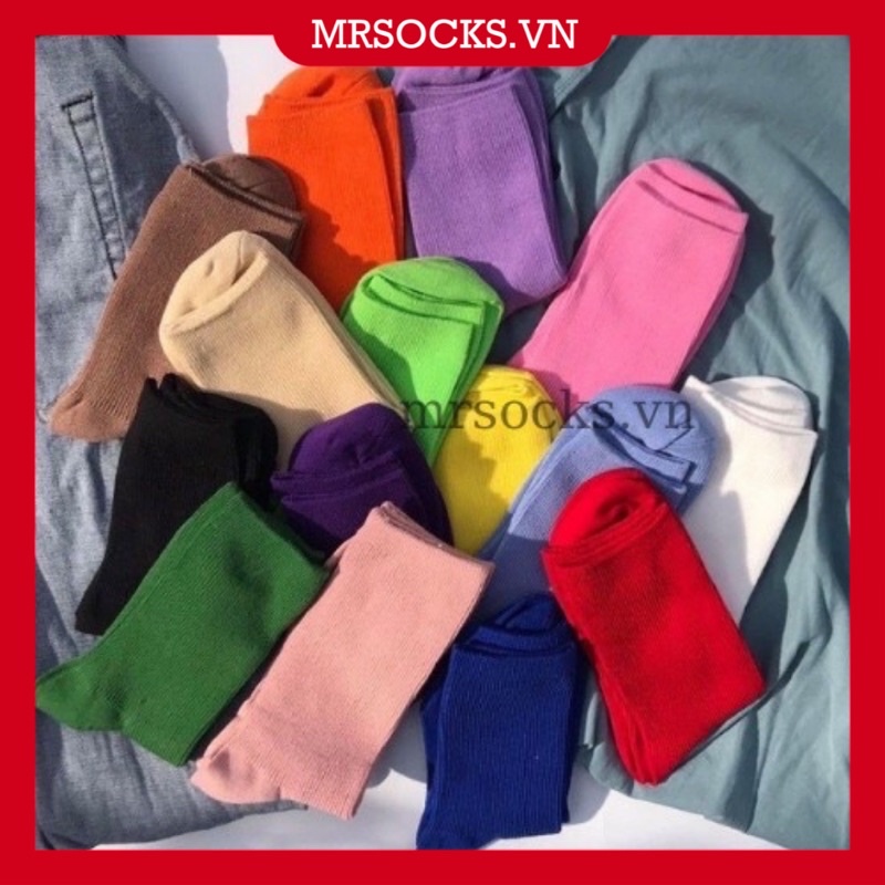 Tất vớ cổ cao chun nhún nam nữ cotton kháng khuẩn thời trang hàn quốc giá rẻ MRSOCKS VC012