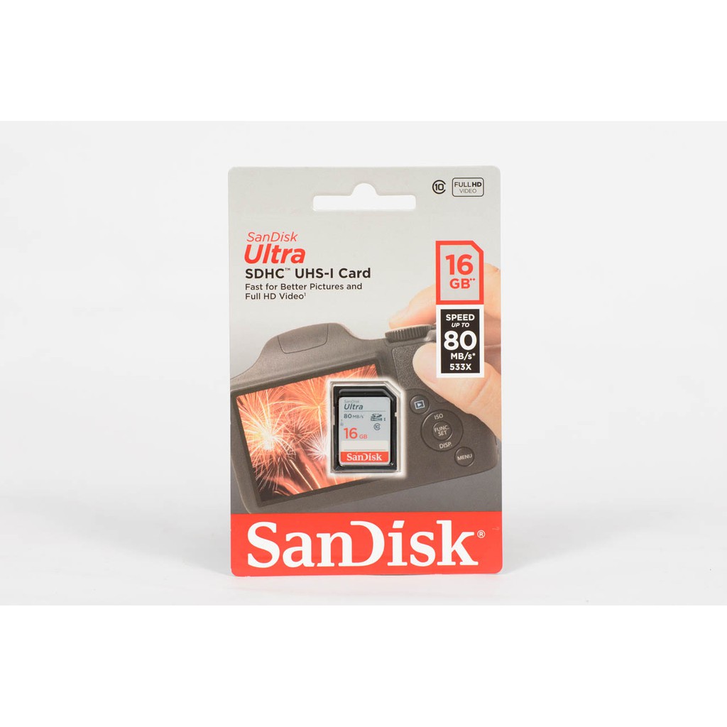 Thẻ Nhớ SDHC 16GB Sandisk Ultra Class 10 UHS-I 80Mb/S Chính Hãng [BH 5 năm]
