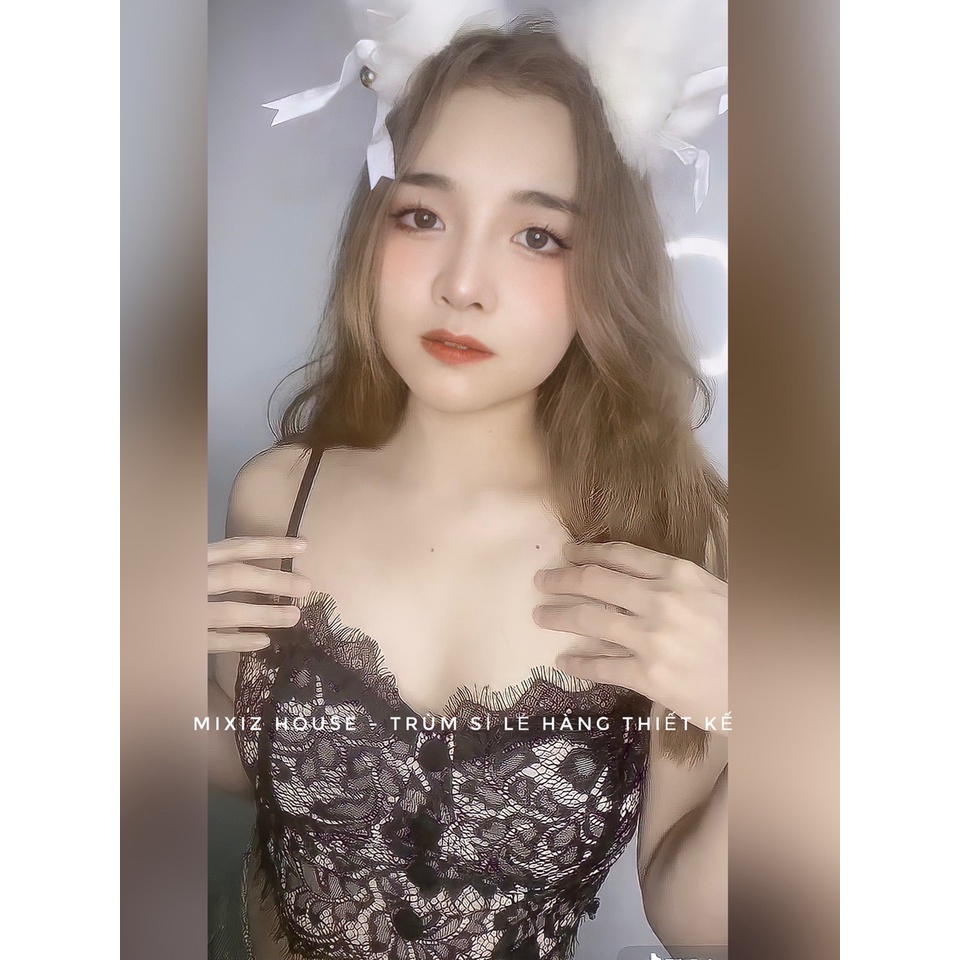 Áo bra FREESHIP Áo bra họa tiết ren Mixiz có mút ngực gợi cảm tôn vòng một, sexy quyến rũ màu đen