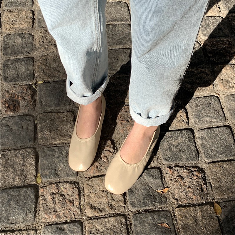 Giày Đế bệt Búp bê nữ Mũi tròn Da mềm Thời trang Giày lười nữ Cao cấp Kiểu dáng đơn giản | BigBuy360 - bigbuy360.vn